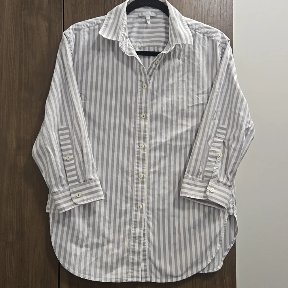 HINSON WU-"Halsey" 3/4 Sleeve Oversize Stripe Shirt-Size Medium - Picture 6 of 15